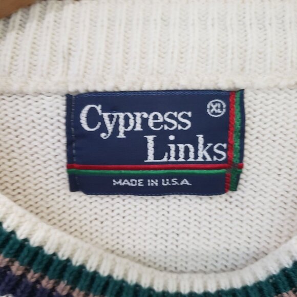 Cypress Links Mens XL Golf Sweater White With Golfer Embroidery USA - Picture 4 of 7